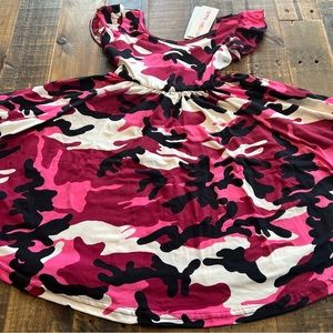 Dot Dot Smile size 3/4 or 5/6 girls Berry Camo Empire twirl dress new